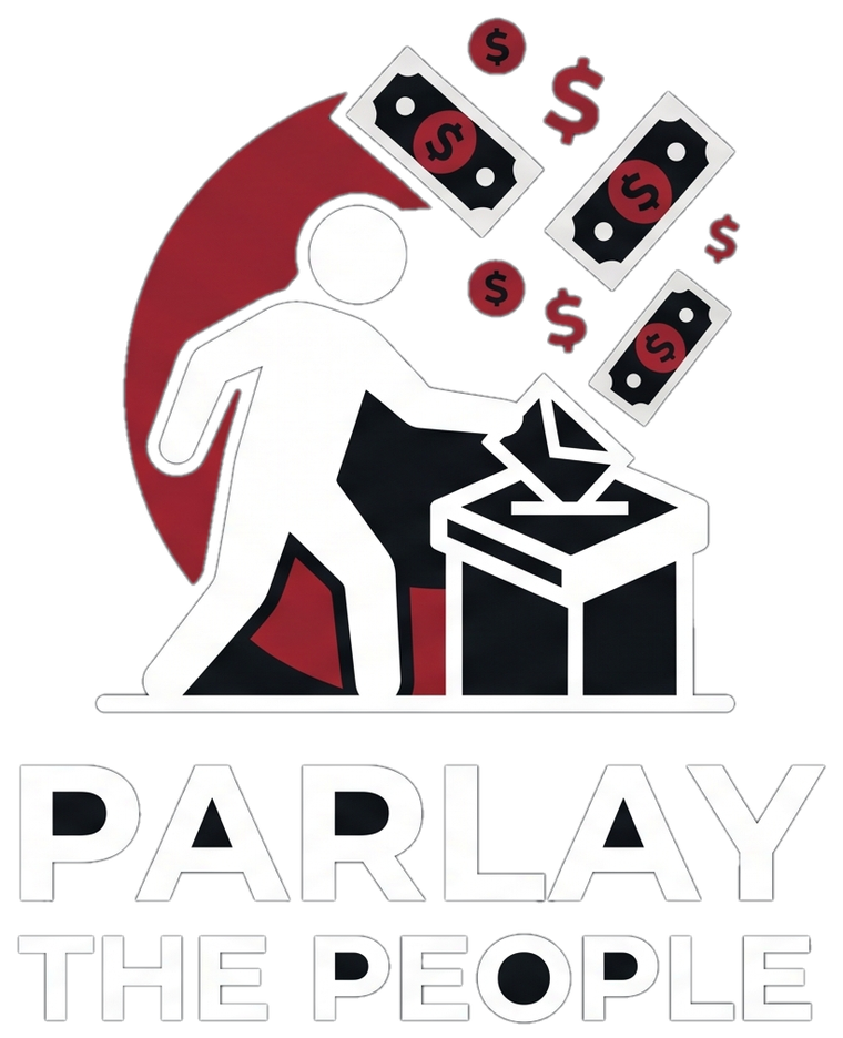 Parlay the People logo: a voter casting a ballot as dollar bills fall